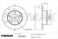 FREMAX BRAKE ROTOR SOLID PAIR REAR BD-2800