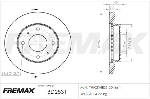 FREMAX BRAKE DISC FRONT PAIR BD-2831