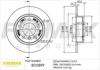 FREMAX BRAKE ROTOR SOLID PAIR REAR BD-2899