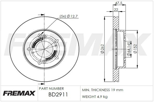 FREMAX BRAKE ROTOR FRONT HONDA INTEGRA BD-2911