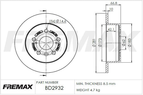 REAR ROTOR PAIR LEXUS ES350 BD-2932