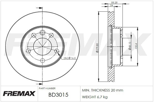 FREMAX BRAKE ROTOR VENTED PAIR FRONT BD-3015