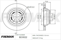 FREMAX BRAKE ROTOR VENTED PAIR REAR BD-3022