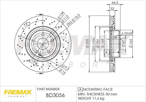 FREMAX BRAKE ROTOR VENTED EACH FRONT BD-3056