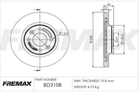 FREMAX BRAKE ROTOR VENTED PAIR FRONT BD-3108
