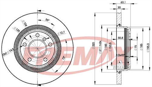 FREMAX BRAKE ROTOR VENTED PAIR REAR BD-3215
