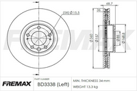 FREMAX BRAKE ROTOR VENTED EACH FRONT BD-3338