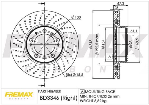 FREMAX BRAKE ROTOR VENTED EACH FRONT BD-3346