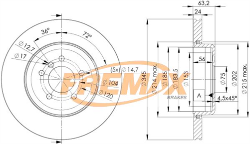 FREMAX BRAKE ROTOR VENTED EACH REAR BD-3403