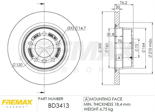 BRAKE ROTOR VENTED EACH REAR BD-3413