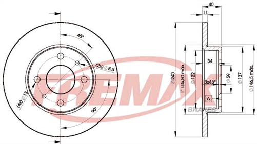 FREMAX BRAKE ROTOR SOLID PAIR REAR BD-3465