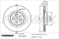 FREMAX BRAKE ROTOR VENTED EACH FRONT BD-3504