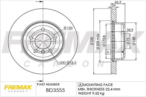 FREMAX BRAKE ROTOR VENTED PAIR FRONT BD-3555