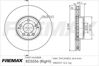 FREMAX BRAKE ROTOR VENTED EACH FRONT BD-3556