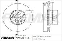 FREMAX BRAKE ROTOR VENTED EACH FRONT BD-3557
