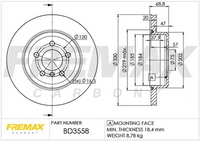 FREMAX BRAKE ROTOR VENTED PAIR REAR BD-3558