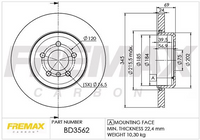 FREMAX BRAKE ROTOR VENTED EACH REAR BD-3562