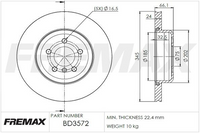 FREMAX BRAKE ROTOR VENTED EACH REAR BD-3572