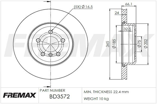 BRAKE ROTOR VENTED EACH REAR BD-3572