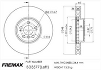 FREMAX BRAKE DISC FRONT LEFT BMW 3 SERIES (G20) 2017- [EACH BD-3577