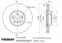FREMAX BRAKE DISC FRONT RIGHT BMW 3 SERIES (G20) 2017- [EACH BD-3578