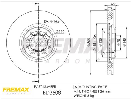 BRAKE ROTOR VENTED PAIR FRONT BD-3608
