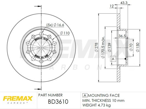 BRAKE ROTOR SOLID PAIR REAR BD-3610
