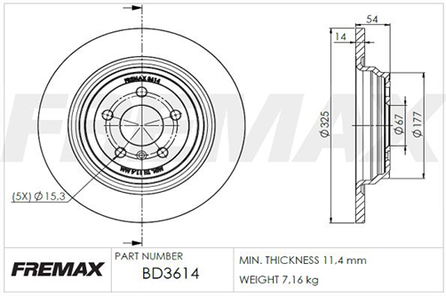 FREMAX BRAKE ROTOR SOLID PAIR REAR BD-3614