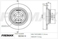 FREMAX BRAKE ROTOR SOLID PAIR REAR BD-3614