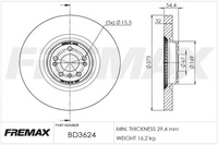 FREMAX BRAKE ROTOR VENTED EACH FRONT BD-3624