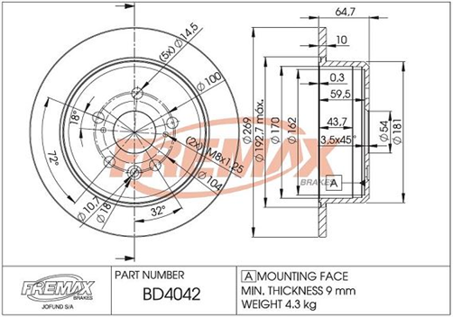 BRAKE ROTOR PAIR SUITS TOYOTA CELICA REAR BD-4042