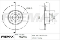 FREMAX BRAKE ROTOR SOLID PAIR REAR BD-4070