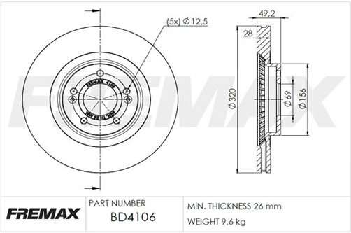 FREMAX CARBON+ FRONT ROTOR KIA, HYUNDAI BD-4106