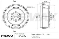 FREMAX BRAKE DRUM PAIR REAR BD-4174
