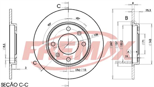 FREMAX BRAKE ROTOR SOLID PAIR REAR BD-4247