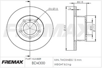 FREMAX BRAKE ROTOR SOLID EACH FRONT BD-4300