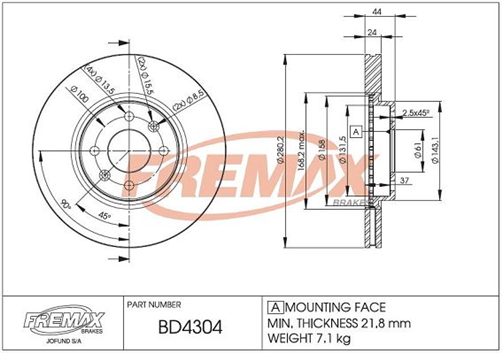FREMAX BRAKE ROTOR VENTED PAIR FRONT BD-4304