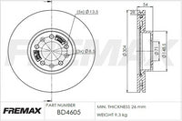 FREMAX ROTOR [PAIR] PEUGEOT EXPERT FRONT 304MM BD-4605