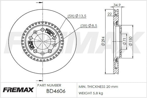 FREMAX ROTOR [PAIR] PEUGEOT EXPERT REAR 294MM BD-4606