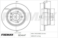 FREMAX BRAKE ROTOR SOLID PAIR REAR BD-4647