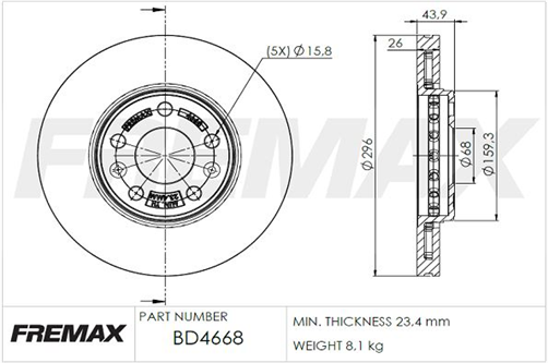 FREMAX BRAKE ROTOR VENTED PAIR FRONT BD-4668