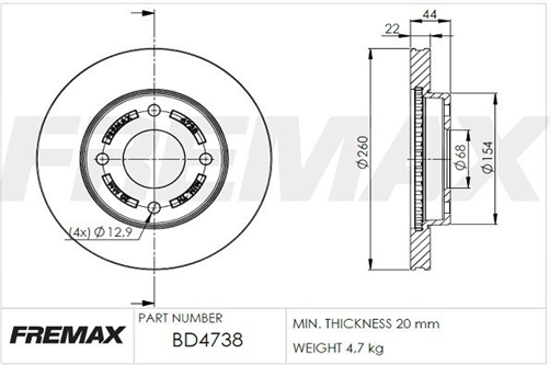 FREMAX CARBON+ ROTOR NISSAN TIIDA FRONT PAIR BD-4738