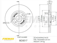 FREMAX BRAKE ROTOR VENTED PAIR FRONT BD-5017