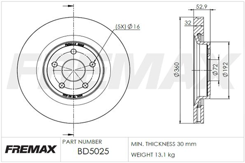 FREMAX CARBON PLUS BRAKE ROTOR FRONT BD-5025