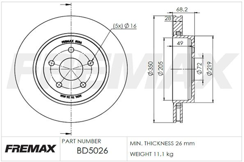 FREMAX CARBON PLUS BRAKE ROTOR REAR BD-5026