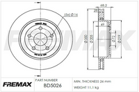 FREMAX CARBON PLUS BRAKE ROTOR REAR BD-5026