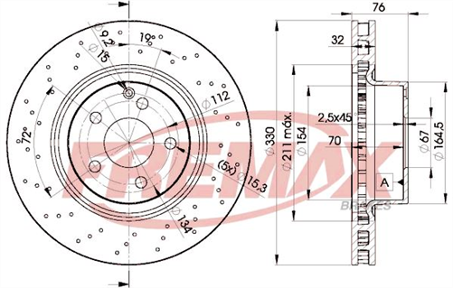 FREMAX BRAKE ROTOR VENTED EACH FRONT BD-5038