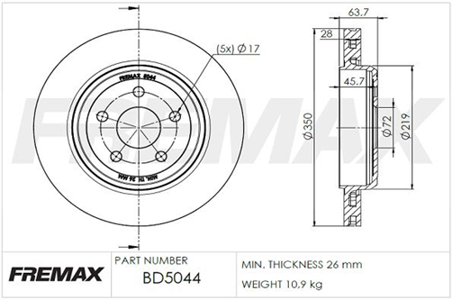 CARBON PLUS BRAKE ROTOR REAR BD-5044