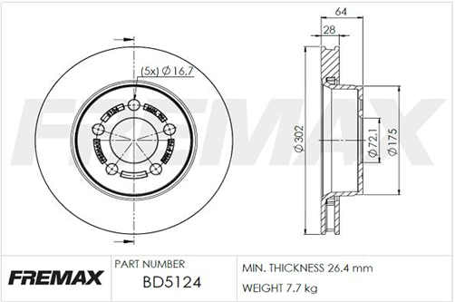FREMAX CARBON PLUS BRAKE ROTOR FRONT BD-5124