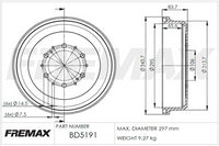FREMAX BRAKE DRUM PAIR REAR BD-5191